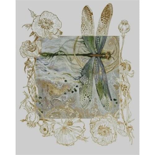 Drop Shipping Embroidery Dragonfly Counted Cross Stitch Kits for Baby Girl with 100% Cotton Floss & Free Shipping for Wall Decor