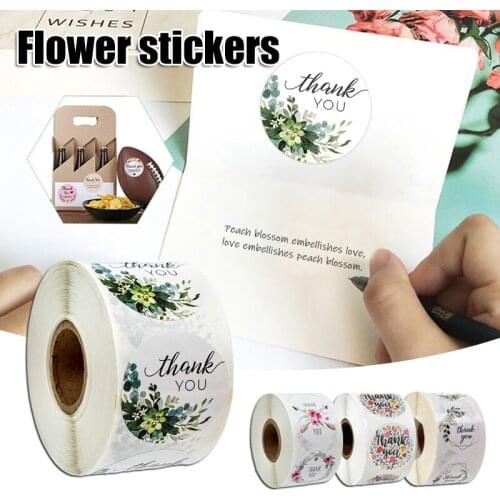 Floral Thank You Stickers Roll Elegant Fashion One-off Attractive Suit For Party Favors Ornament Stickers Roll Paper Envelopes