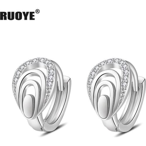 925 Sterling Silver Stud Earrings Round Crystal Earrings For Women Fashion Jewelry New 2021