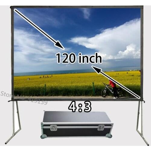 HD Widescreen 96x72inch Viewing Range Fast Folding Projector Projection Screen With Carry Aluminum Casing