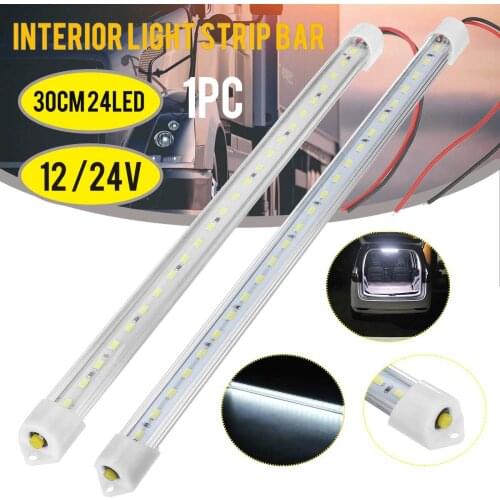 1/2/4Pcs 12V 24V LED Car Interior Light Lamp Strip Light Bar On/Off Switch for Van Lorry Truck Camper Caravan Camping RV Caravan