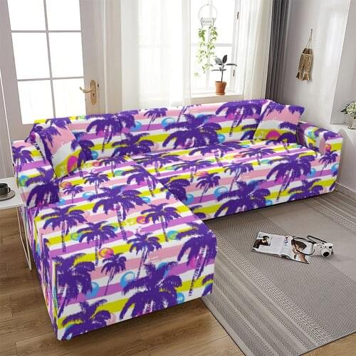 Tropical Beach Tree Sectional Sofa Couch Cover Pet Dog Kids Mat Stretch Elastic Recliner Sofa Cover Furniture Protector Cojines
