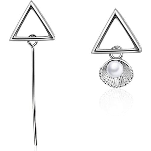 Women Earrings Fashion Jewelry Pearl Asymmetry Geometric Female Stud Earring Engagement Party Earing Accessory