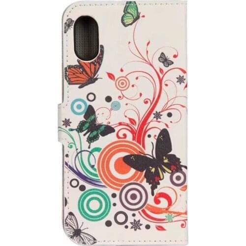 100pcs/lot Free Shipping Flower Butterfly Owl flag pattern leather Stand Case with card slot For iPhone X