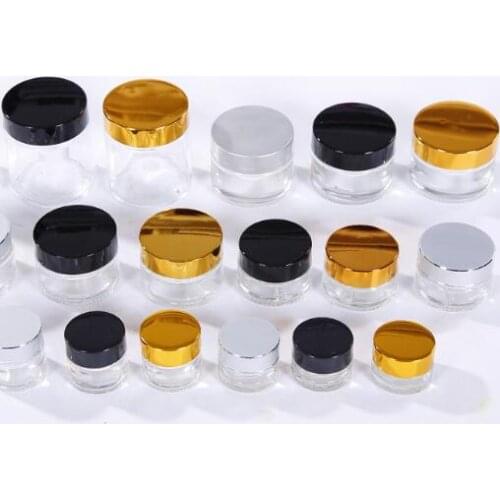 150pieces 10g clear glass cream jar with gold lid