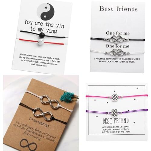 17KM Fashion Infinite Stone Couples Bracelets Set & Message Card For Women Men Best Friend Distance Bracelet 2019 Wish Jewelry