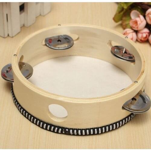 2Pcs/Set Hand Percussion Tambourine Drum w/ Jingle Rattle Music Instruments