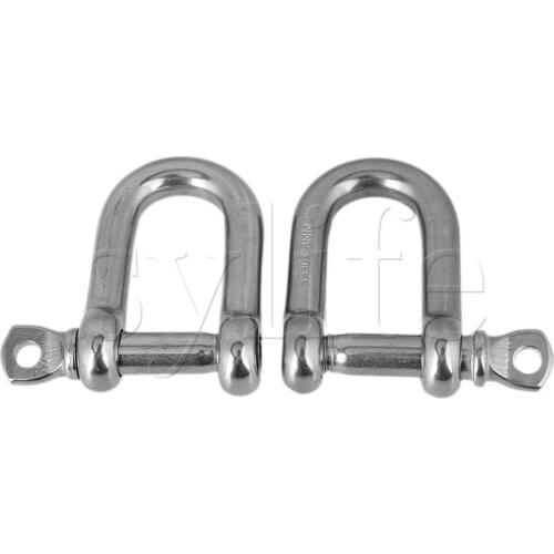 2 pcs Durable Burliness Wire Rope Fastener D Shackles M8 Thread Silver