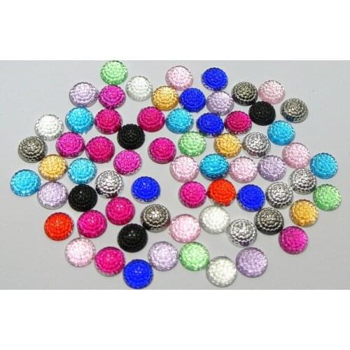 200 Mixed Color Acrylic Round Flatback Dotted Rhinestone Gems 8mm(0.31")