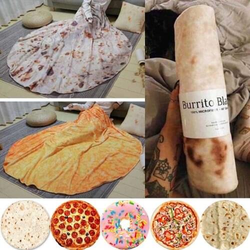 2021 Soft and Comfortable Blanket Adult Children Pancake Biscuit Burrito Tortilla Cover Blanket Pizza Blanket Creative Blanket
