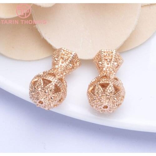 6PCS 17.5x10MM 24K Champagne Gold Color Plated Brass Vase Shape Spacer Beads Bracelet Beads High Quality Diy Jewelry Accessories