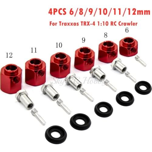 6/8/9/10/11/12mm Thick 12mm Hex Wheel Hubs Mount with Screw Needle for 1:10 RC Crawler Traxxas TRX4 TRX-4 - 4pcs/Lot