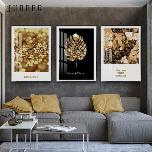 Golden leaf abstract canvas painting wall picture for living room Minimalism paintings on the wall decoration picture home decor
