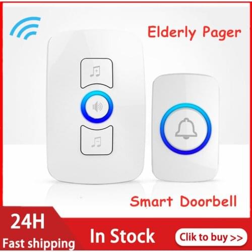 F51+M525 Wireless Doorbell Chime Remote Control With Battery Powered Doorbell Button Smart Doorbell Elderly Pager Home Security