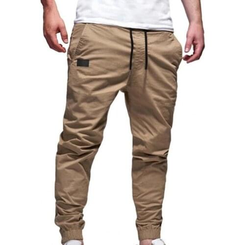 Men Long Pants Multi Pockets Elastic Waist Training Slacks Deep Crotch Stylish Trousers Ankle Tied Mid Waist Casual Sweatpants