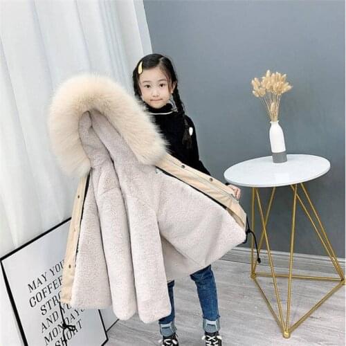 2020 Winter Children Girls Boys Faux Rex Rabbit Fur Liner Jacket Kids Girls Thick Warm Parka Teen Boys Casual Hooded Outwear K38