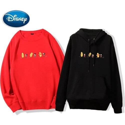 Disney Sweatshirt Fashion Mickey Mouse Winnie the Pooh Bear Cartoon Print Hooded Pullover Unisex Women Long Sleeve Tops 9 Colors