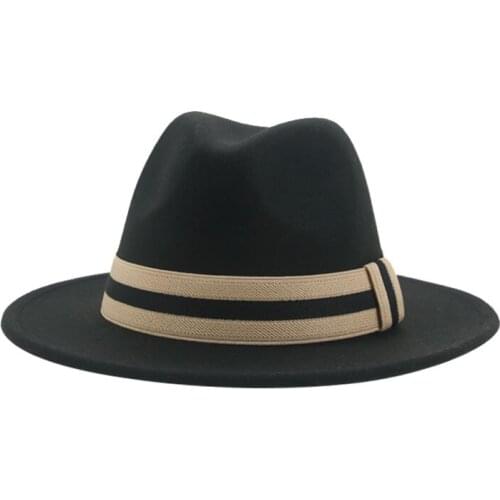 Women hat winter autumn solid wide brim band western cowboy fedora hats black white blue red casual outdoor formal dress men hat