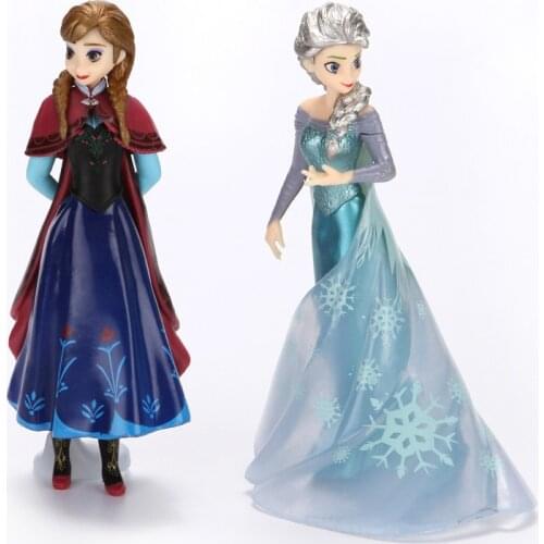 14cm Disney Elsa Queen Anna Princess Figures Cake Decorations Frozen Anime Cartoon PVC Action Model Toys Doll Gifts