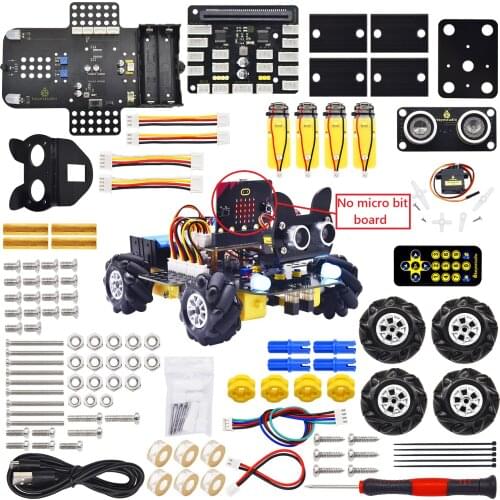 Keyestudio Micro:bit Diy Kit 4WD Mecanum Robot Car Kit Support APP Control and Make Code program(No Micro Bit Board)