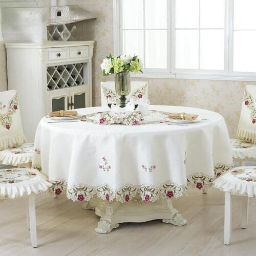 TY1018 European pastoral embroidered tablecloth round hotel dining table cloth carbinet cover for wedding decoration gift