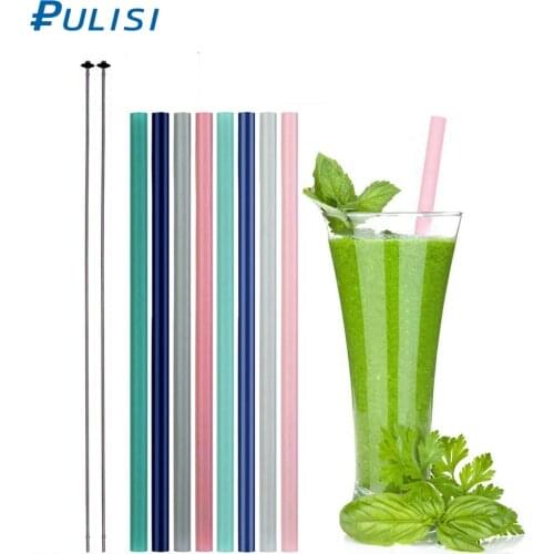 PULISI Reusable Silicone Drinking Straws Big Size Flexible Straws with Cleaning Brushes for 30oz Tumblers for Travel Home Drinks