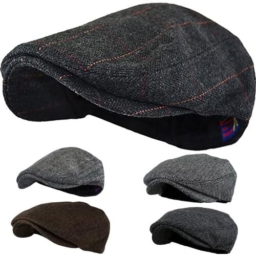 Men Women Casual Newsboy Hat Retro Beret Men Hat Winter Warm Hats Unisex Soft Plaid Stripe Beret Cap Driver Hats шапка Hot