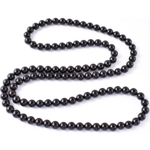 Natural Genuine 8MM Black Tourmaline Simple Necklace For Men & Women 108 Japamala Necklace Stretch Meditation Buddhist Jewelry