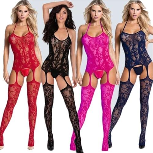 Wholesale Clothes Crotchless Lingerie Catsuit Mesh Fishnet Tights Body Suit Stockings Sexy Open Crotch Bodystockings