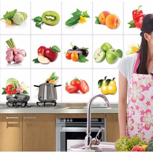 2020 New Kitchen Oilproof Removable Wall Stickers Art Decor Fruit Pattern Sticker Home Decal Wall Art Drop Shipping