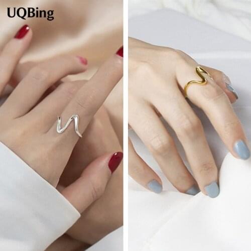 Special Creation 925 Sterling Silver Simple Wave Finger Rings Gifts Jewelry For Women