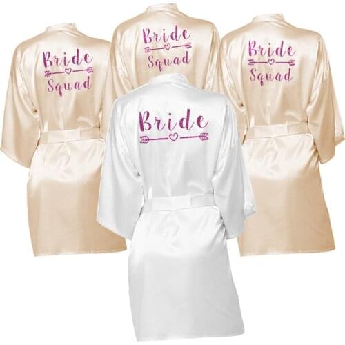 Drop Shipping Bachelorette Party, Glitter Purple Print Maid Of Honour/ Team Bride Robes, Bridal Robe,Bride‘/Groom Mother Robes