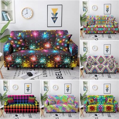 Colorful Elastic Sofa Cover For Living Room Geometric Sofa Cover L Shaped Sectional Couch Cover Corner Sofa Slipcover 1-4 Seat