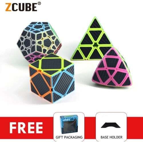 ZCube Carbon Fiber Speed Cube Bundle Pyramid Dodecahedron 3x3 Skew Square-1 Magic Cube Set Puzzle Magic Cube Toys