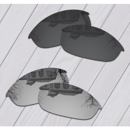 E.O.S 2 Pairs Black & Silver Polarized Replacement Lenses for Oakley Half Jacket Sunglasses
