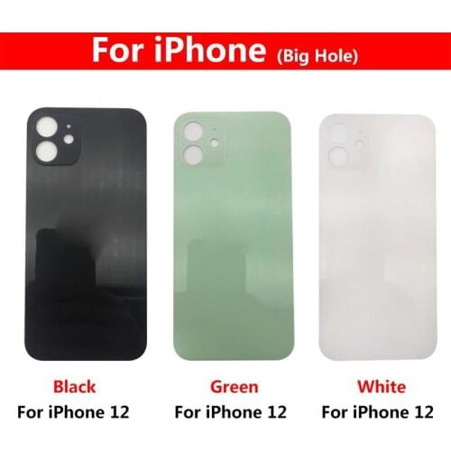 Back Cover Glass For iPhone 12 Battery Rear Lens Big Hole Replace Phone Repair Parts Red Yellow Black White Green Purple