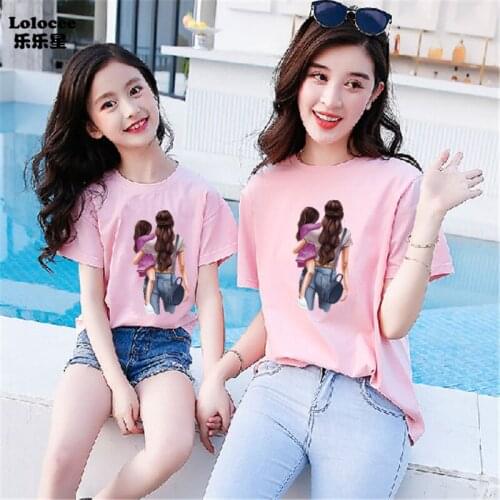 Super Mother Daughter Matching T shirts Mommy and Me Clothes Family Look Mom Mum Mama and Kids Summer T-shirt Outfits Clothing
