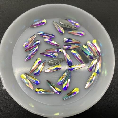 TopStone 3x10mm Glass Drop Hotfix Rhinestone Crystal AB Flatback Raindrop Iron On Flat Back Crystals