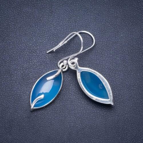 Natural Chalcedony Handmade Unique 925 Sterling Silver Earrings 1.5" A0727