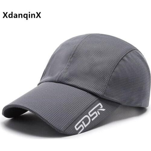 XdanqinX Adjustable Size Mens Breathable Baseball Cap New Summer Black Cap Snapback Cap Bone Fishing Cap Womens Sports Cap