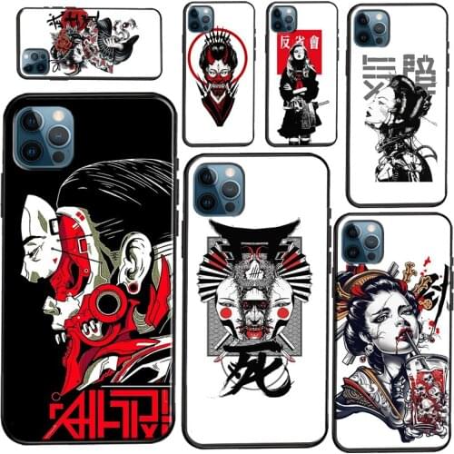 Japanese Geisha Girl Vaporwave Soft Case For iPhone XR X XS Max SE 2020 12 Mini 11 Pro Max 7 8 Plus Phone Cover Coque