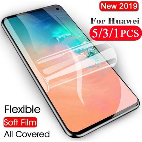 5/3/1Pcs soft protective for huawei y7 y7p y6 pro y6s y6p prime 2019 y5 lite 2018 hydrogel film screen protector film Not Glass