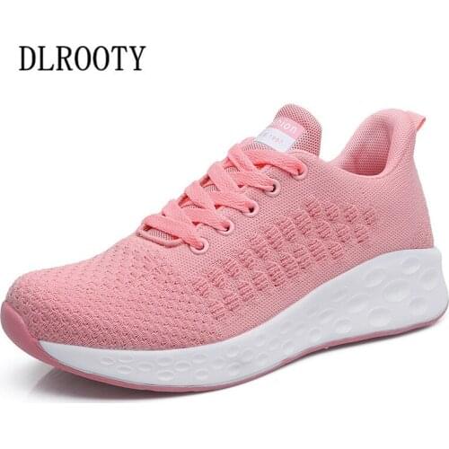 Women Sneakers Flats Casual Shoes Fashion Outdoor Breathable Knit Upper Couple Lace Up Female Socks Platform Chunky Walking