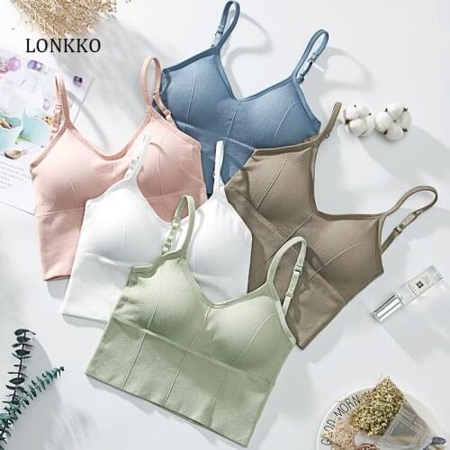 LONKKO Sexy Backless Bralette Active Bra For Women Seamless Padded Bra Female Lingerie Cotton Wireless Long Tops Brassiere Bra