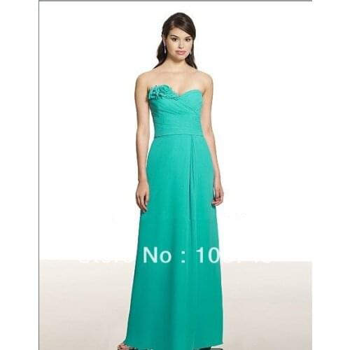 Free shipping vestido de noiva Poly chiffon A-line sweetheart neckline open back natural waist rolled flowers Bridesmaid Dresses
