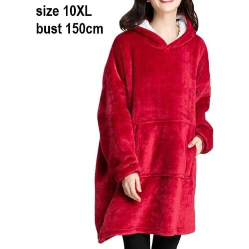 Winter women Thicken fleece Warm Pajamas hooded plus size 10XL Sleepwear large size loose Comfortable nightgown soft Homewear