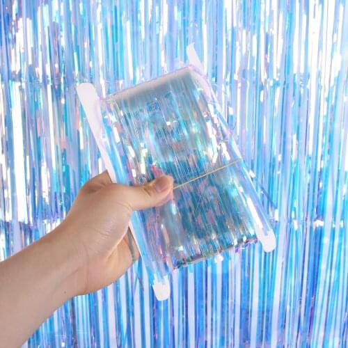 1M Colorful Tinsel Fringe Foil Curtain Backdrop Curtain Decoration Shimmer Photo Booth Backdrop Party Anniversary Supplies