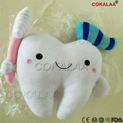 1 pair dental teeth shape bolster Big tooth pillow Creative cartoon pillow cushions appease accompany sleep doll