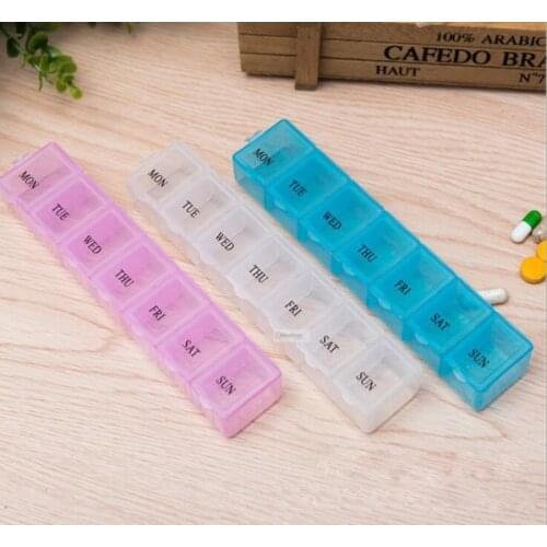 1pc One Week 7 Days Pill Box with Keychain Medicine Container light Drugs Capsules Holder Storage Case Organizers