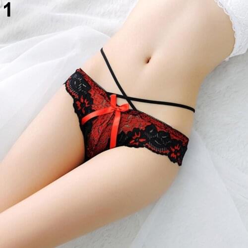 Women\s Sexy Lace Bow Low Rise G-string Briefs Panties Thongs Erotic Underwear